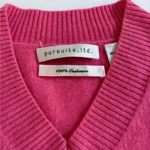 Pursuits Ltd Sweater Cashmere 2-ply cashmere v- neck pink size medium - Picture 5 of 10